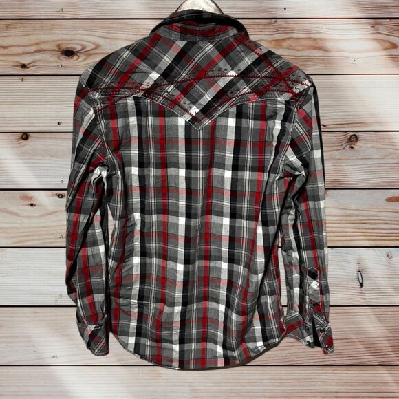 Rock & Roll Cowboy Multicolor Plaid Shirt Size Small - Picture 3 of 6